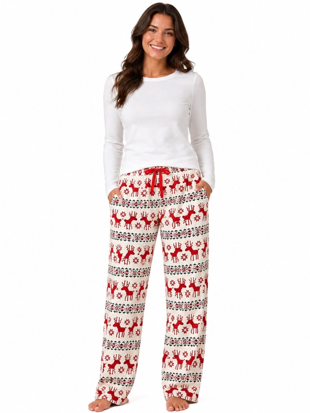 NWOT Hanna Andersson Christmas Reindeer Pajama Pants 100% Cotton Size S